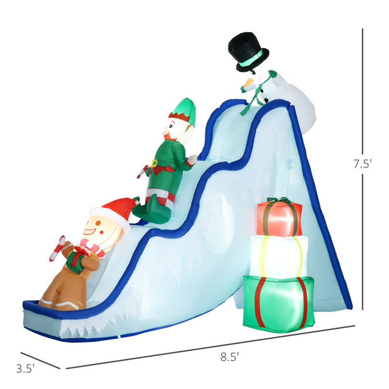 Jaanar Elf and Gingerbread Man on Ski Slope Inflatable