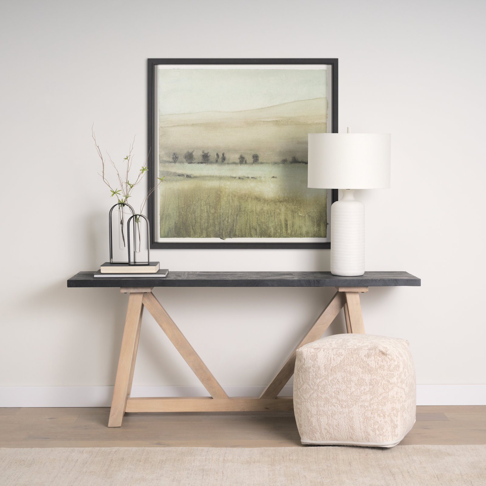 Rolling Fields I Hand-Embellished Print, Rolling Fields II, 41.5" H x 41.5" W x 1.6" D, Black
