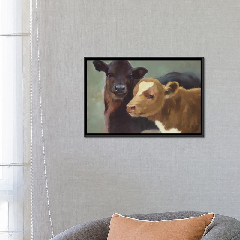 «Farm Pals II» par Carolyne Hawley, impression, H 18 po x l 26 po x P 1,5 po, Toile avec cadre noir