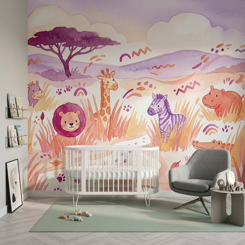 Décoration murale amovible en forme d'arbre Safari, Texturé non collé, 140 po x 108 po