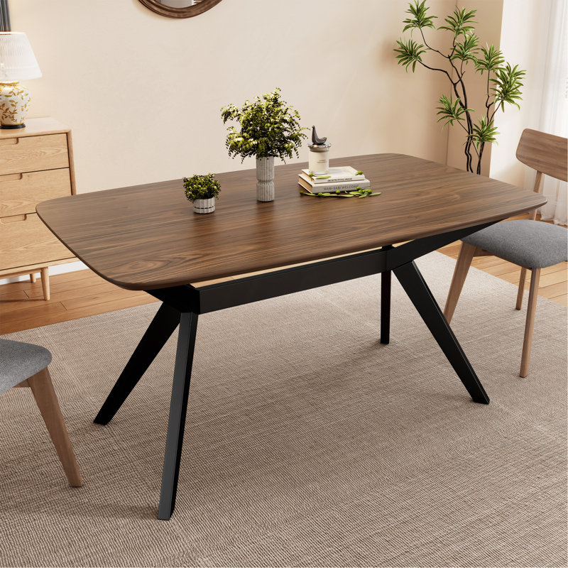 Table de salle à manger en noyer et bois noir, table de salle à manger moderne