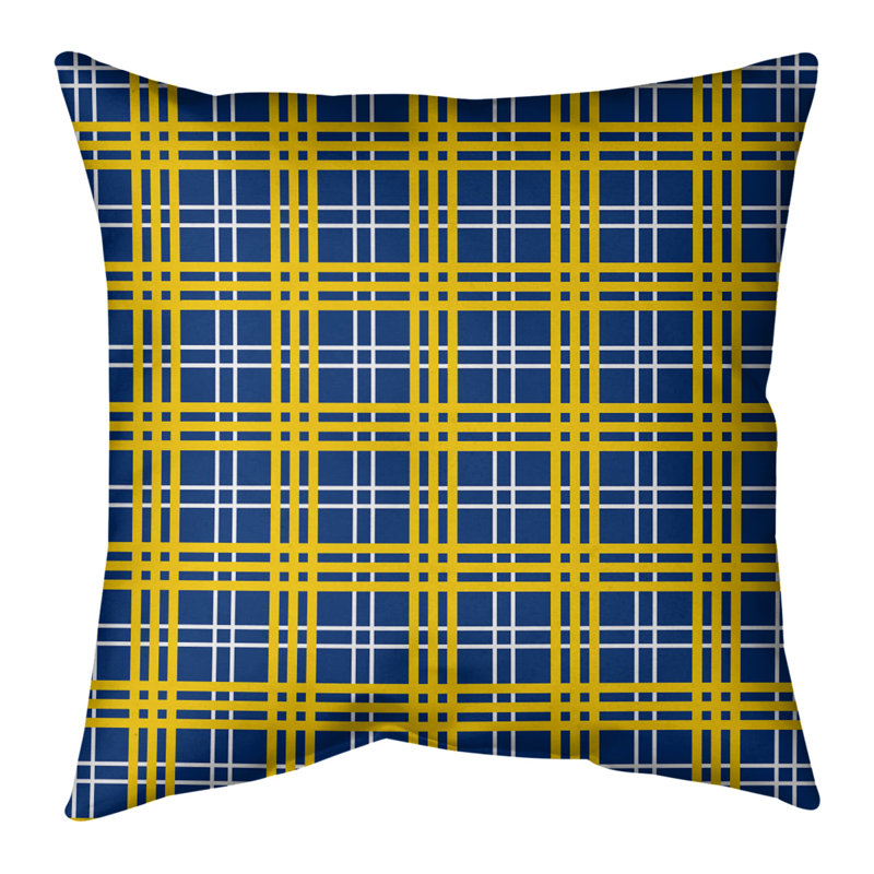 Housse de coussin d'extérieur carré R-Baltimore Football, 18 po x 18 po, Bleu royal / blanc / or R - Baltimore, Cuir / suède