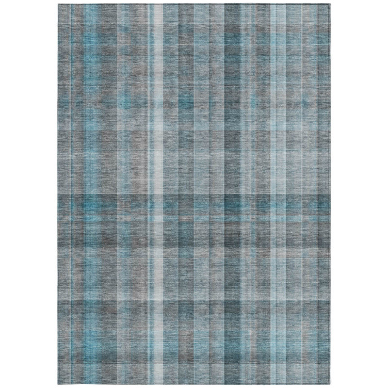Tapis intérieur / extérieur 8 pi x 10 pi bleu sarcelle lavable antidérapant