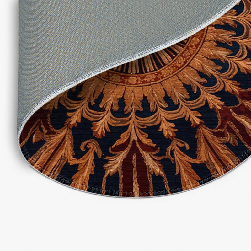 French Red Indoor and Outdoor Area Rug, Round 5'