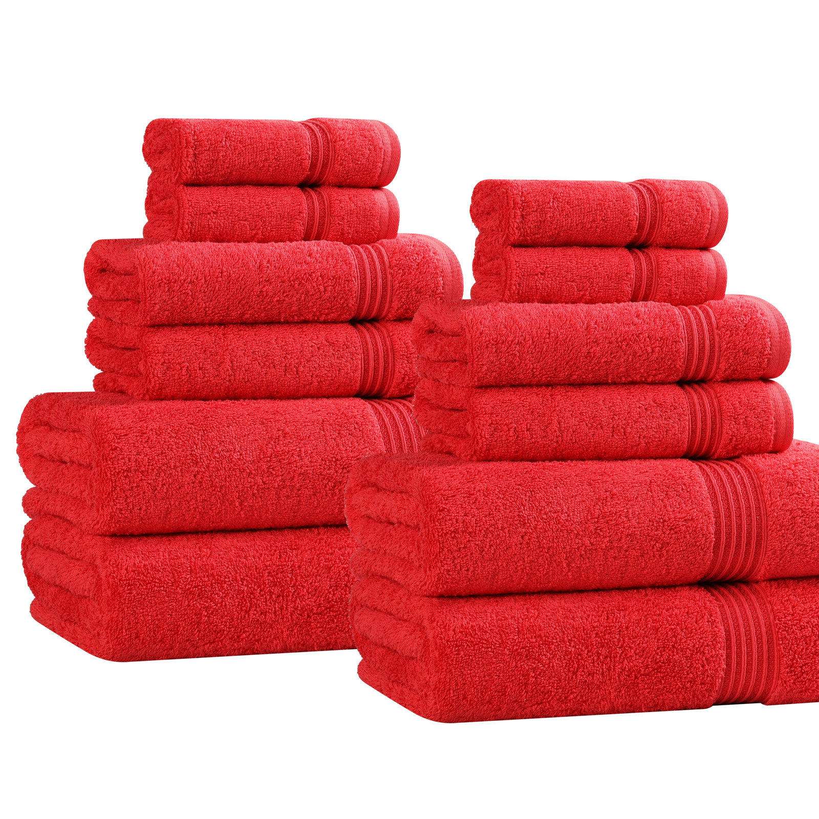 Guadlupe 12-Piece Egyptian Cotton Towel Set, Red