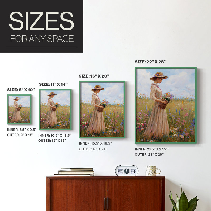 Reproduction encadrée WOMEN Series CCXC III - bois massif, Vert, H 15 po x l 12 po