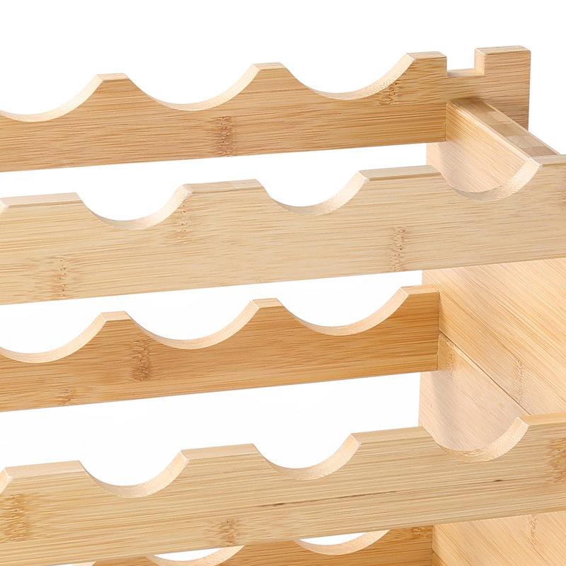 72 Bottle Stackable Modular Wine Rack Bamboo Wood Display Shelf 8-Tier