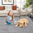 Braided Printed Texture Machine Washable Rug with Rubber Backing for Living Room Non-Slip Dining Room Rug Easy-Cleaning Floor Carpet for Bedroom-1776894355