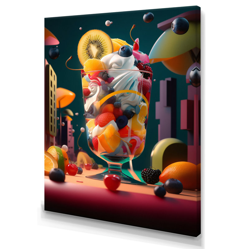 Kiyoko, mélange artistique de fruits frais IV, H 20 po x l 12 po x P 1 po