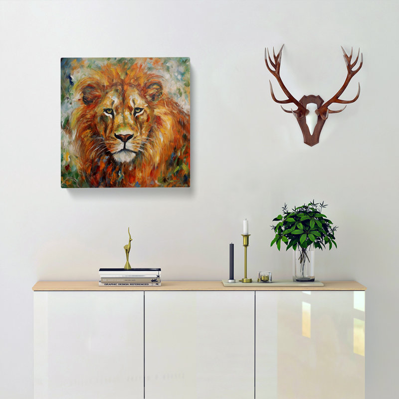 Lion Post-Impressionism - No Frame Print, 35cm H x 35cm W x 3cm D