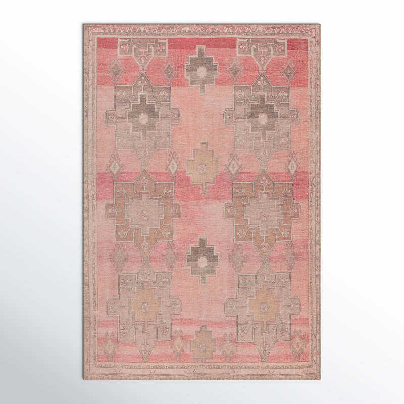 Ayla Machine Washable Performance Pink Rug, Rectangle 6' x 9'