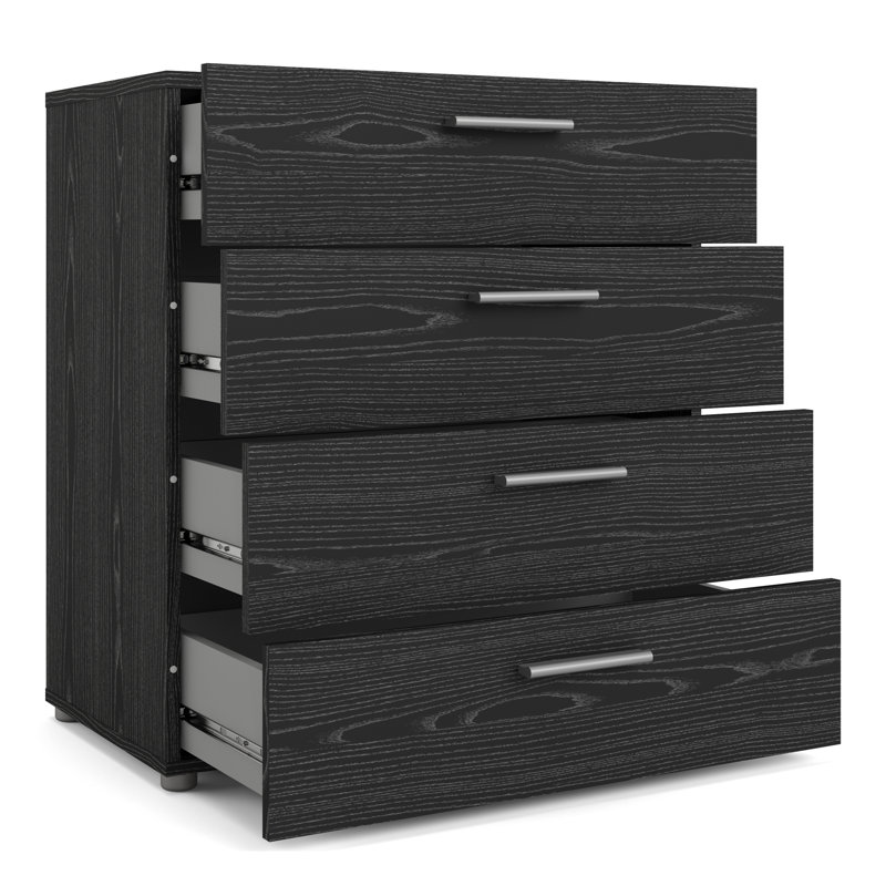Diamone 4 Drawer 80.2cm W Chest, Black Woodgrain