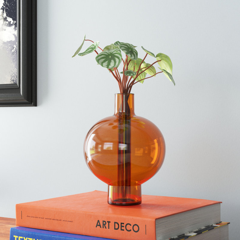Vase de table en verre Geri, Chêne doré