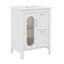 Meuble-lavabo de salle de bain 24 po avec lavabo en céramique, 1 porte en verre, 2 tiroirs à fermeture douce et tablette réglable-114292030