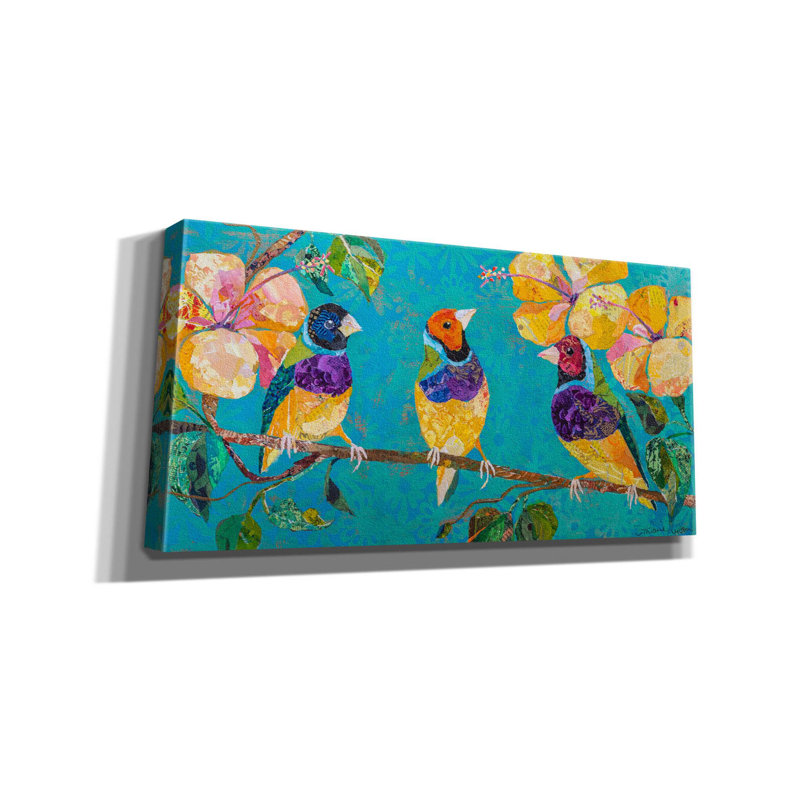«Tropical Finches» par St. Hilaire Elizabeth, art mural sur toile, H 30 po x l 60 po x P 1,5 po