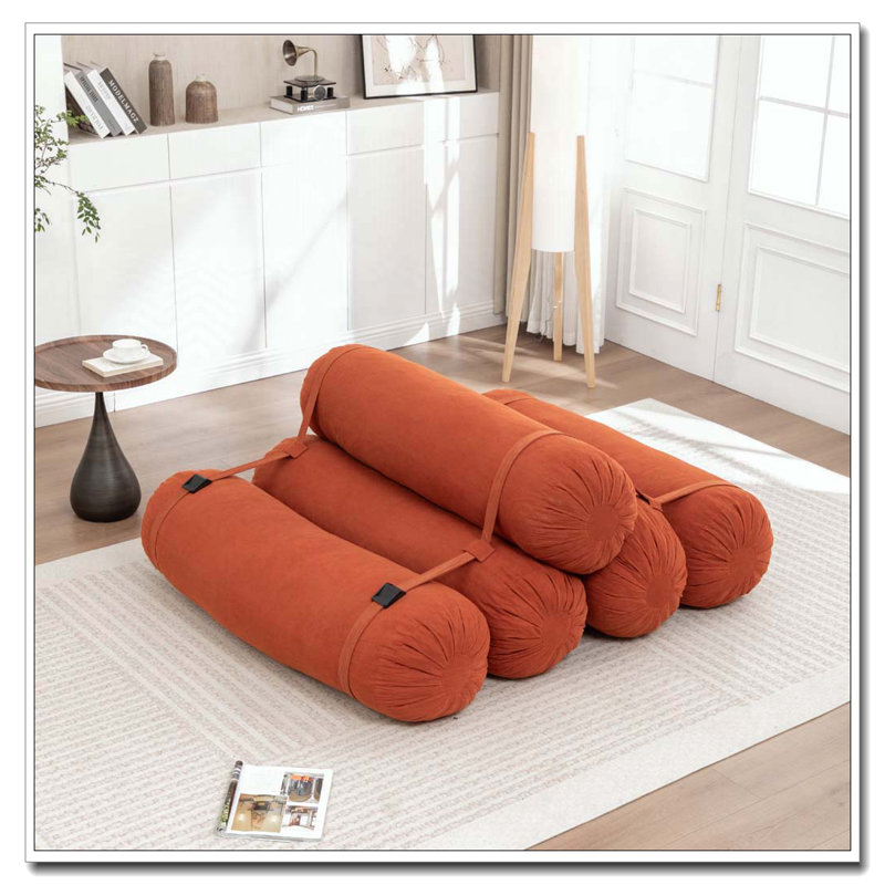 Chaise de plancher ajustable, canapé en velours côtelé avec sangles réglables, Orange