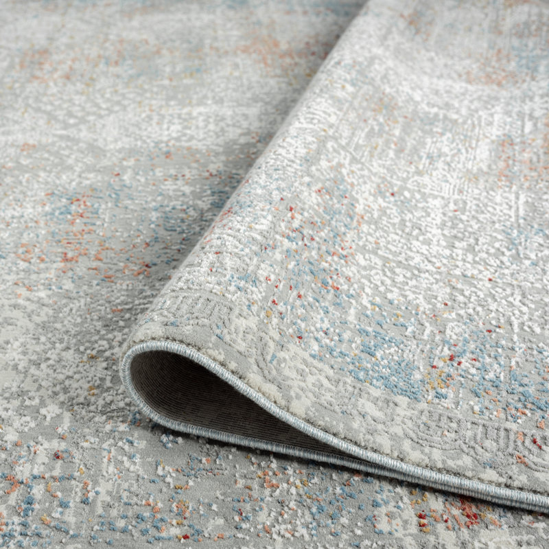 A Abstract Area Rug in Grey, Rectangle 3' x 5'