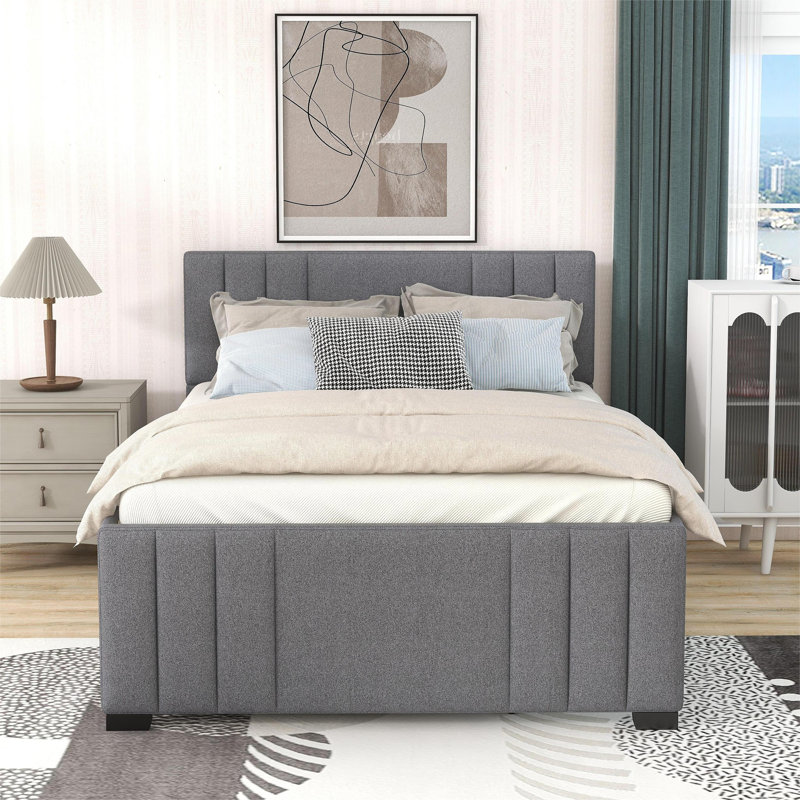 Upholstered Platform Bed with Trundle