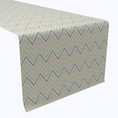 Table Runner, 100% Cotton, 16X108", Chevron Wave