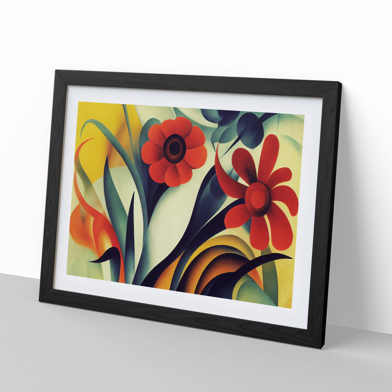 Idyllic Flowers - Single Picture Frame Print, Black, 25cm H x 34cm W x 2cm D