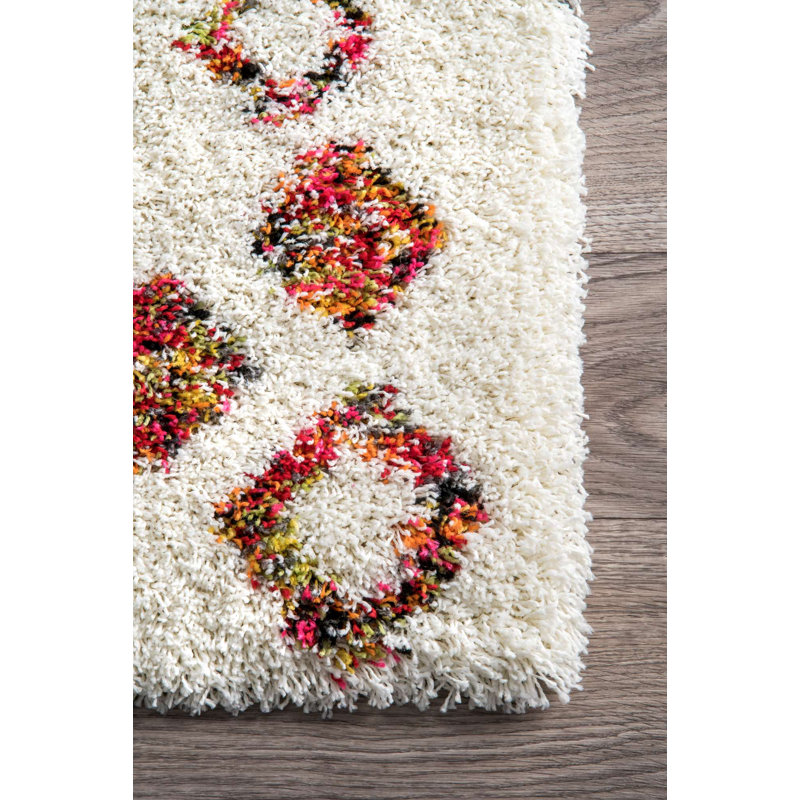 Tapis blanc à poils longs Bejou, Rectangle 7 pi 10 po x 10 pi