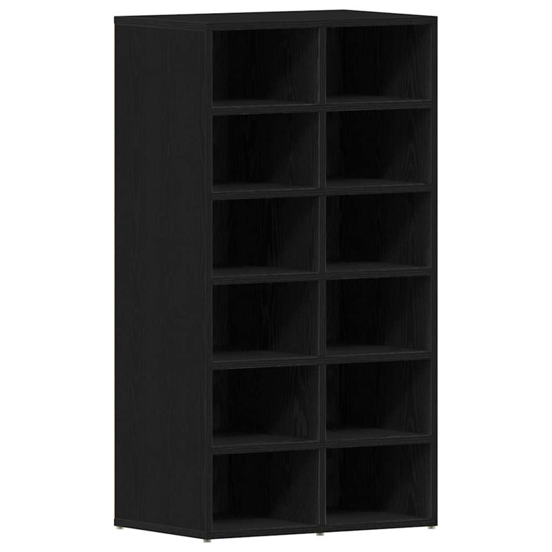 12 Pair Shoe Rack, Black Oak