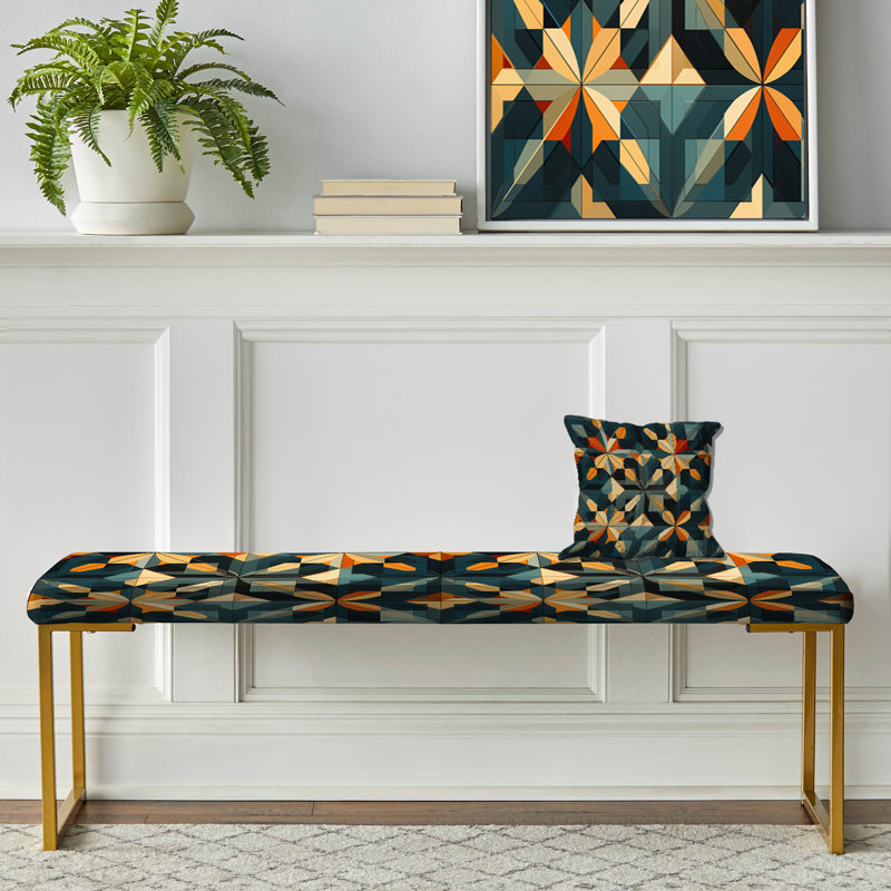 Classic Elegance Geometric Mosaic - Banc rembourré géométrique doré