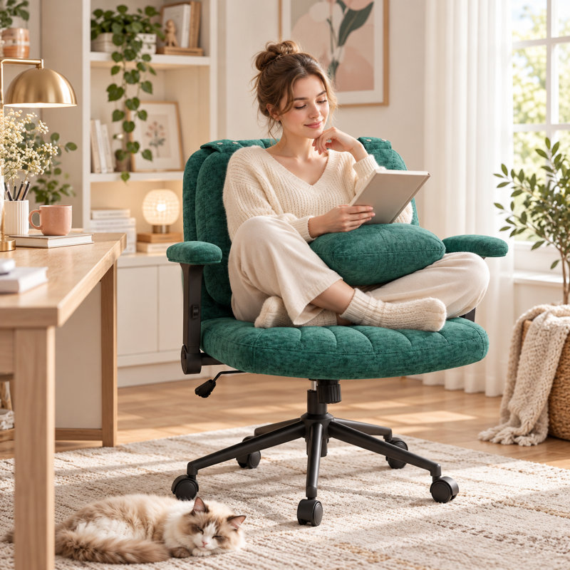 Latitude Run® Chenille Executive Chair, Green