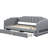Twin Xl Size Gray Daybed With Extendable Function, Led And Two Storage Drawers, Pine Wood Structure Upholstered To King Gray, Improves Room Utility-1797870771