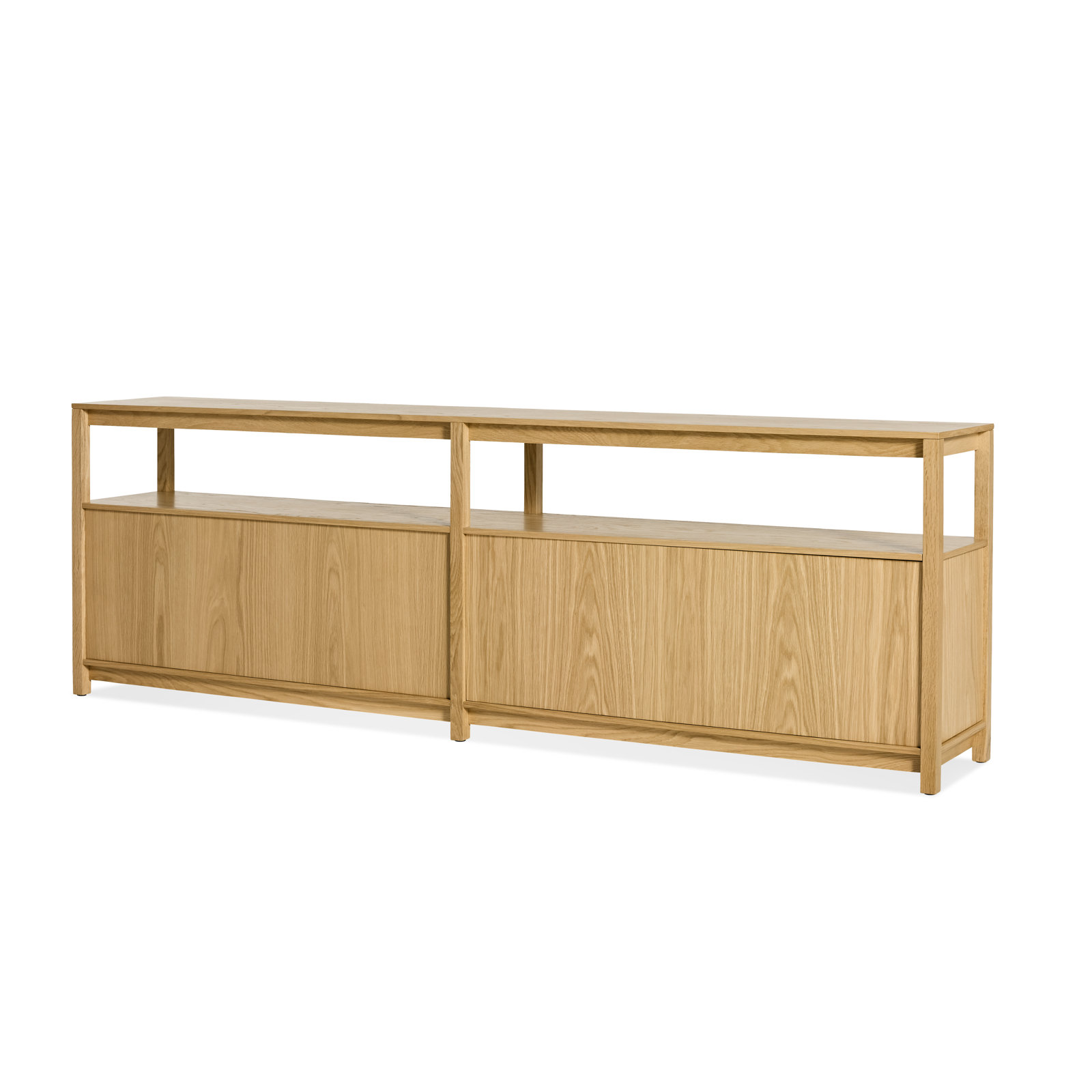 Open Plan Oak Bookcase, White Oak, (2 Sheves) 26" H x 80" W x 13" D