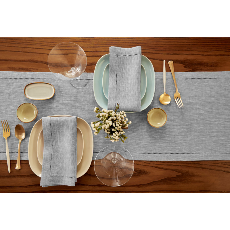 Milan - 100% Pure Linen Table Runner, Oyster Grey, 36" x 14"
