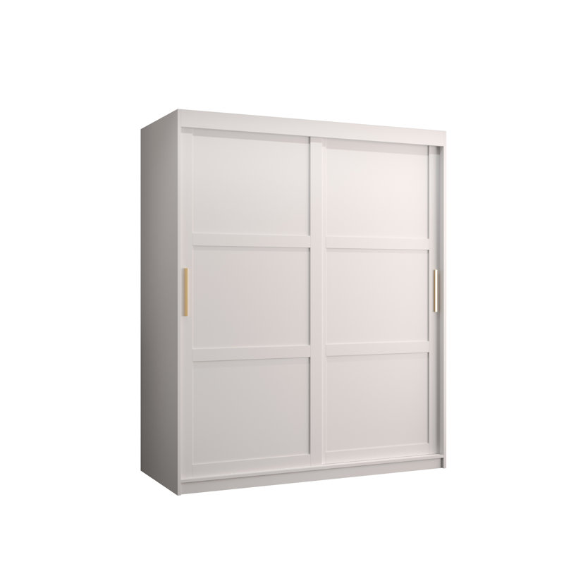 Jericho 2 Door Manufactured Wood Wardrobe, White, 200cm H x 150cm W x 62cm D