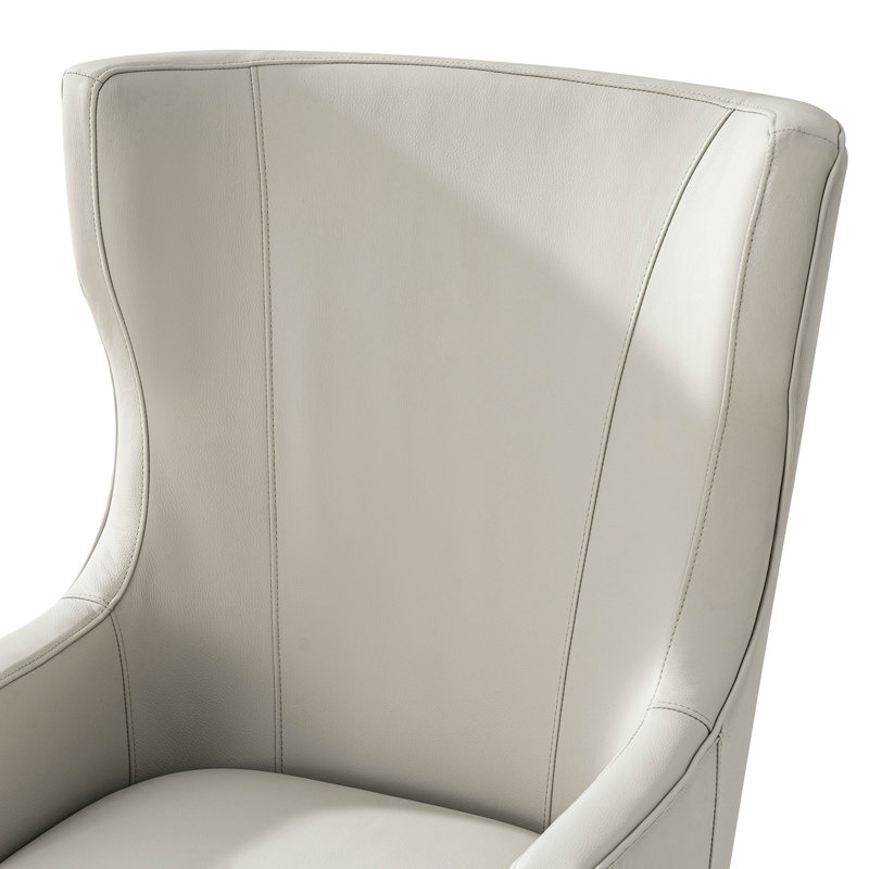 Heeg 47''H Transitional Genuine Leather Swivel Adjustable Height Tilting Executive Chair with High Backrest, Beige