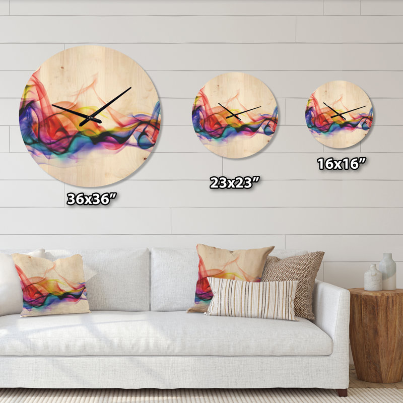 Fumée abstraite - horloge murale moderne en bois, Très grand