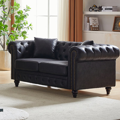 Élégant avec capitonnage à boutons, tissu Soft Tech, housse de siège confortable, sièges spacieux, pieds en bois