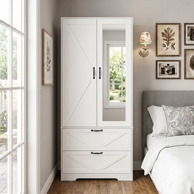 Armoire 71 po H avec miroir, capteur de lumière, tiroirs et tringle