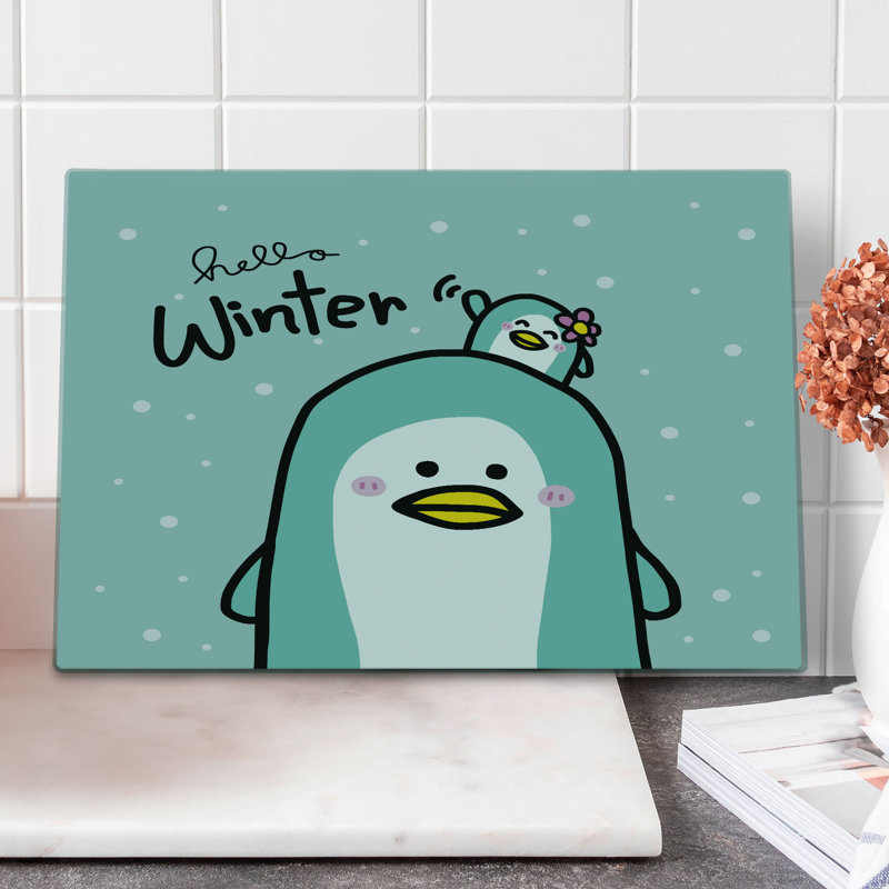 Planche à découper Ambesonne Hello Winter grande taille maman et pingouins écume de mer