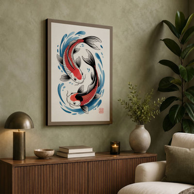 Koi Dance Japandi - Wrapped Canvas