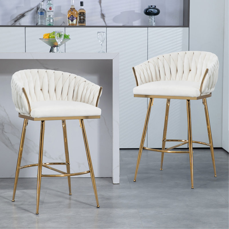 Ensemble de 2 tabourets de bar élégants à hauteur de comptoir pour une assise confortable, Beige