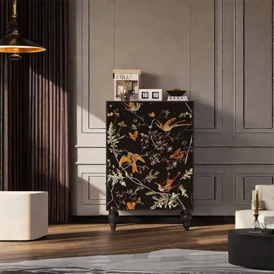 Elegant Walnut Storage Cabinet with Five Drawers