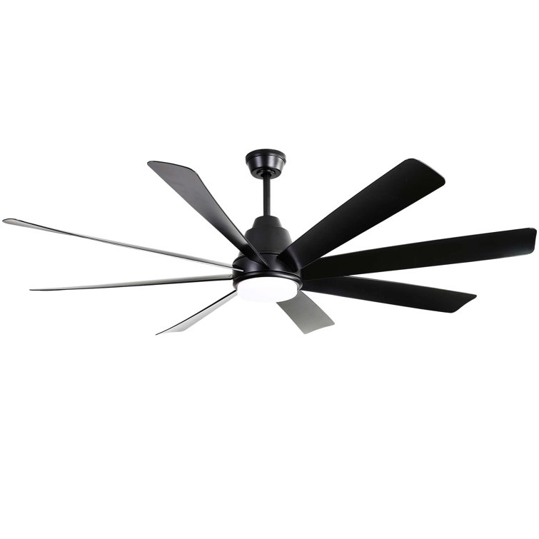 72 Inch Large Ceiling Fans With Lights And Remote Control 6 Wind Speed DC Motor Black For Living Room