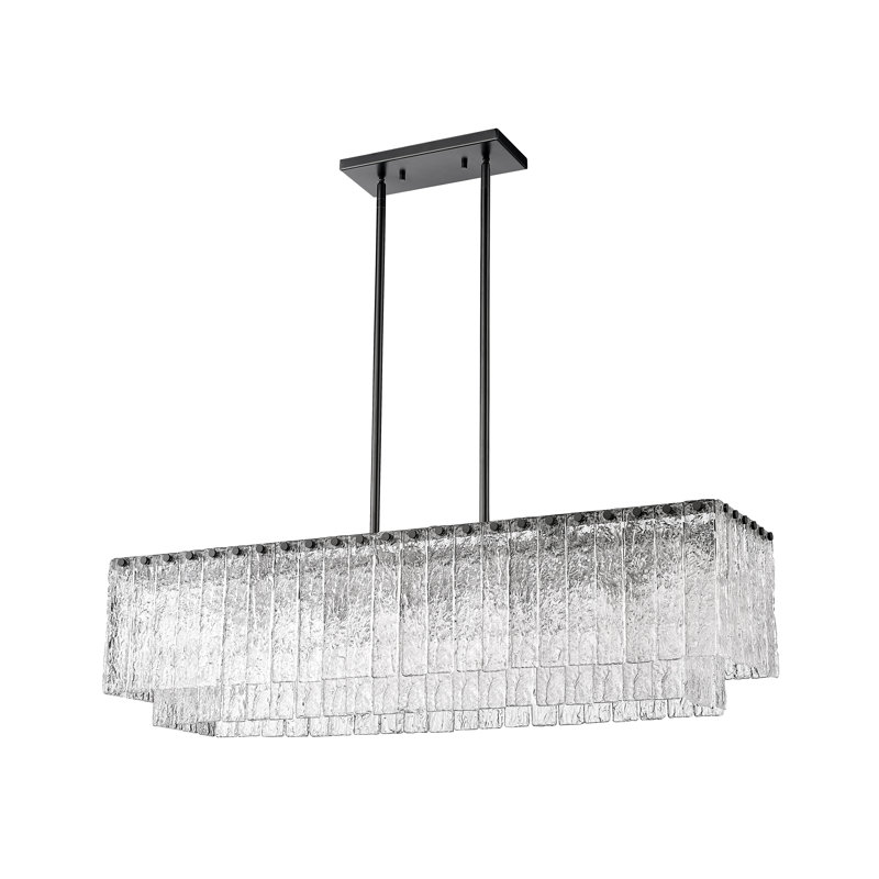 Lustre rectangulaire pour îlot de cuisine à 5 lumières Sophus, Noir mat