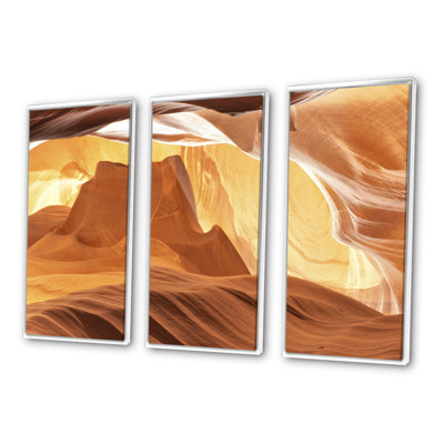Antelope Canyon with Light Rays - 3 pièces, peinture sur toile