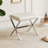 Faux Leather Pollman Iron Vanity Stool Chrome X-Shaped Metal Legs-863020967