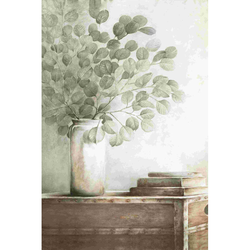 Eucalyptus nature morte sauge - peinture sur toile tendue, H 18 po x l 12 po