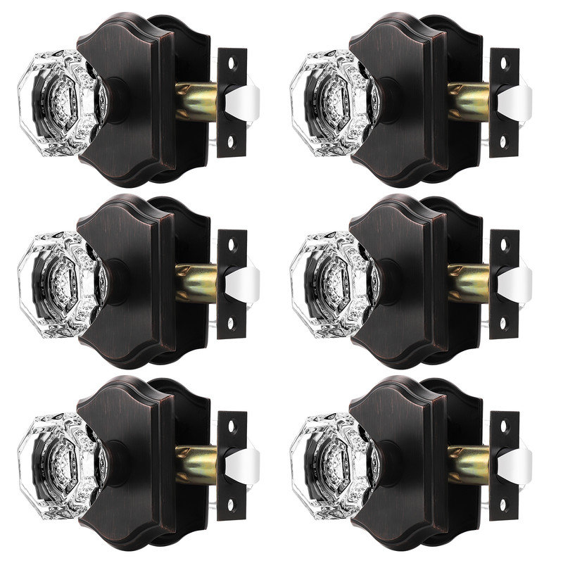 Crystal Passage Door Knobs, Antique Bronze