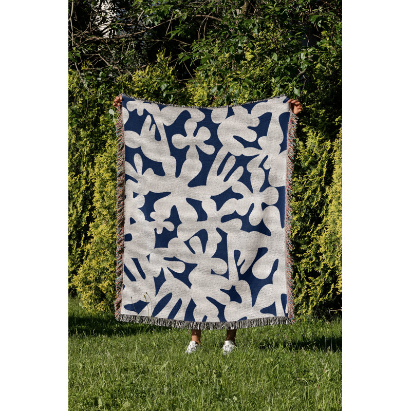 Jeté en coton Sheri, Bleu, 60 po x 80 po