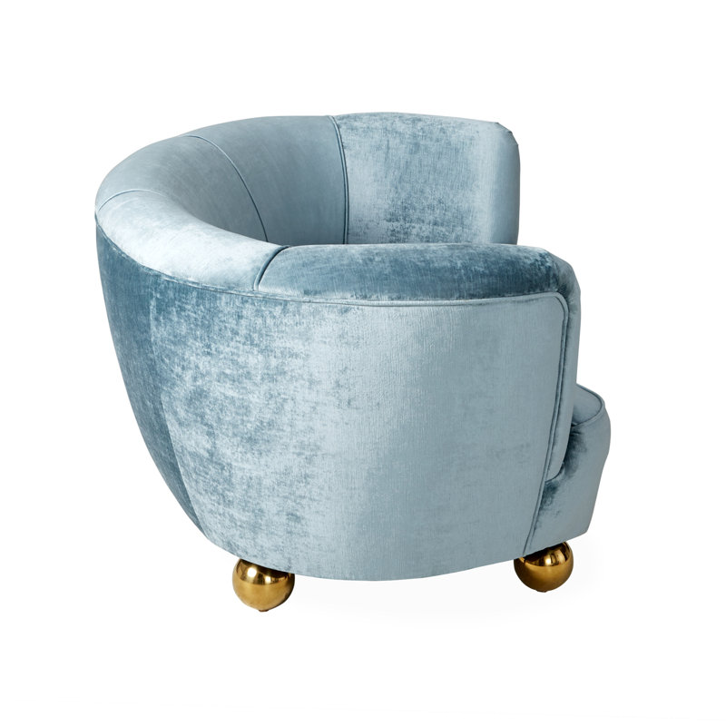 Parker Curved Sofa - Ball feet, Brussels Powder Blue Velvet