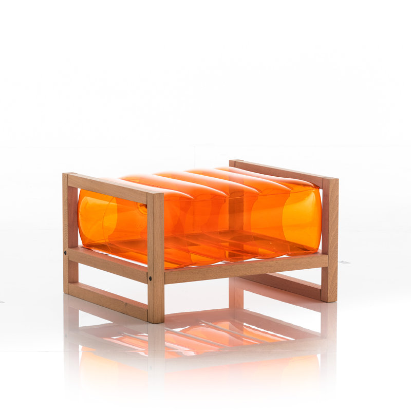 Yoko Outdoor Ottoman, Orange