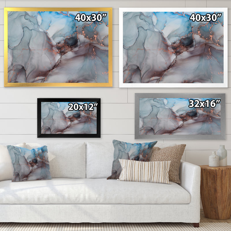 «Gray and Blue», reproduction d'art sur toile, H 16 po x l 32 po x P 1 po, Cadre photo argenté